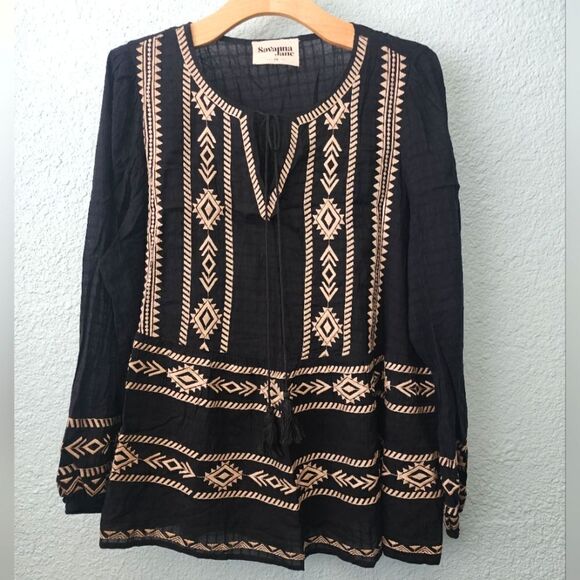 Savanna Jane blouse embroidery bohemian peaseant cottagecore 1X - Picture 1 of 9